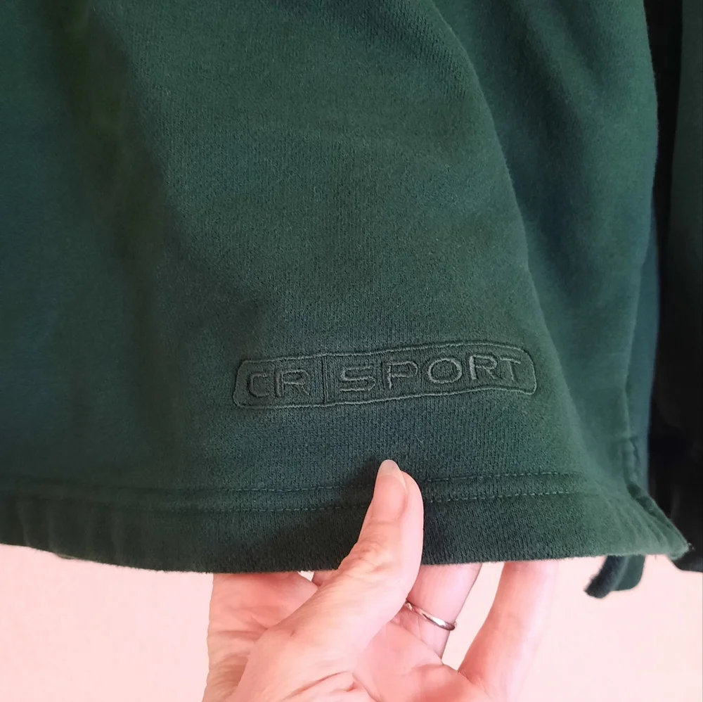Green Club Room Quarter Zip Sweater Sweatshirt Stripe Preppy Sporty